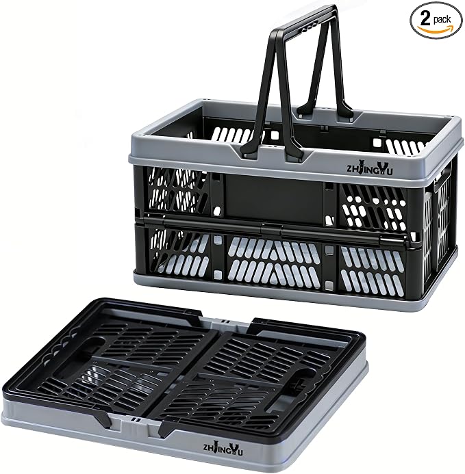 20L Plastic Basket with handles, foldable crate with Handles by ZHJINGYU