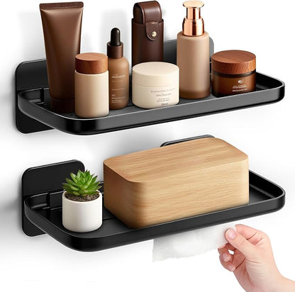 HINIHAO 2pc Wall Mounted Floating Shelf, Self Adhesive Small Shelf, No Drill by Unknown