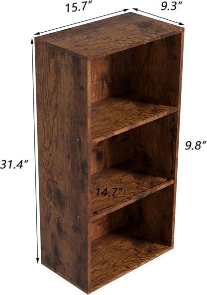 Wooden 3 Cube Storage Organizer, 3 Tier Low Bookcase Freestanding Storage - Image 3
