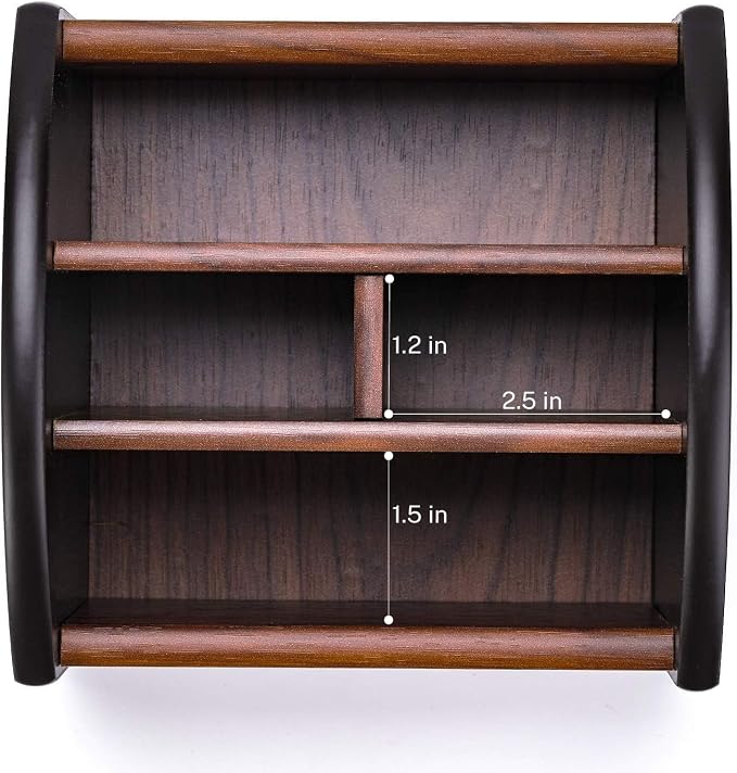 MaxGear Remote Control Holder Caddy, Wooden Desk Organizer, 4 Compartments | - Image 6