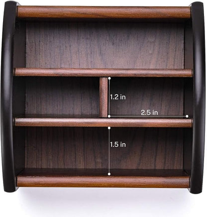 MaxGear Remote Control Holder Caddy, Wooden Desk Organizer, 4 Compartments | - Image 6