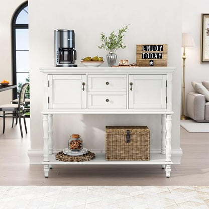 ARTPOWER Console Table with 2 Drawers, Retro Entryway Table with 2 Door - Image 4