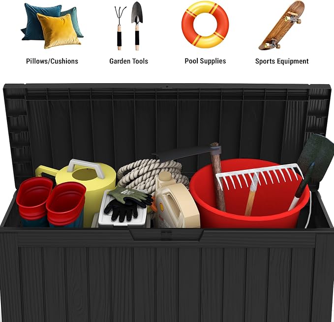 Mars Villa 72 Gallon Deck Box, Outdoor Storage Box Waterproof, Outside Resin - Image 4