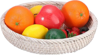 Hipiwe Key Basket Bowl for Entryway 10" Round Woven Wicker Fruit Tray Serving - Image 8