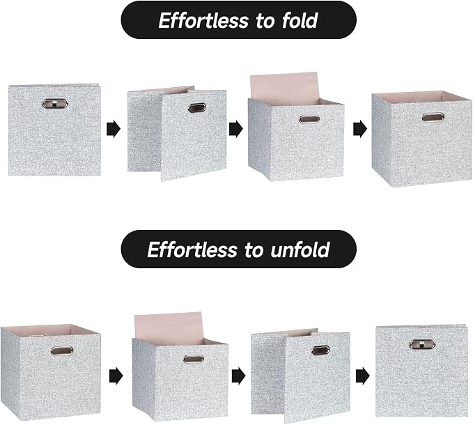 Posprica Collapsible Storage Bins, 13×13 Foldable Storage Cube Boxes Fabric - Image 3