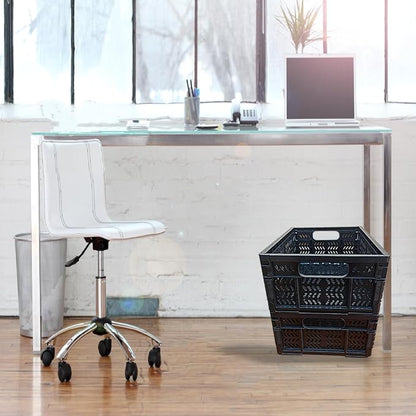 4-Pack Plastic Storage Crates, 20L Foldable Baskets, Collapsible Crates - Image 9