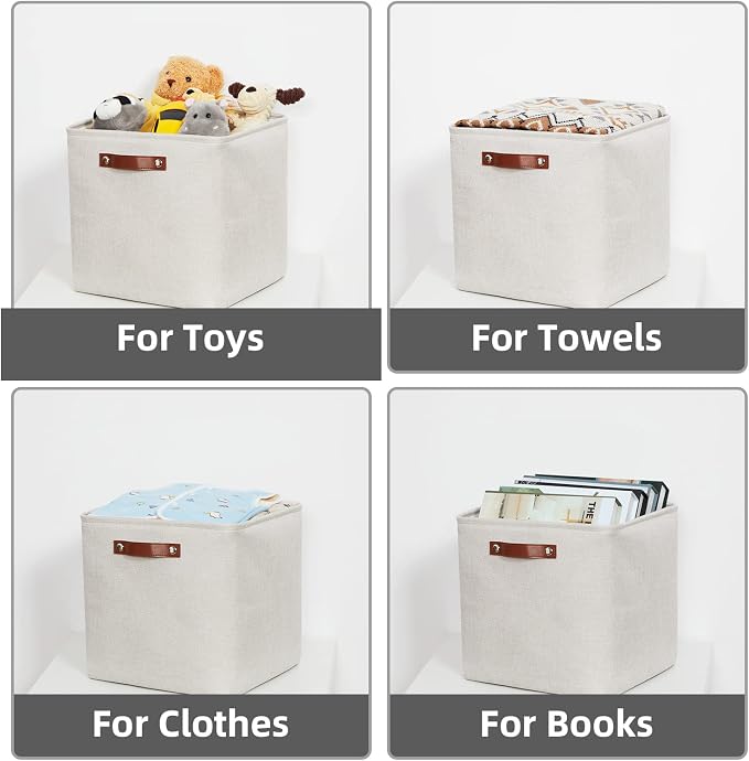 HNZIGE 13x13x13 Cube Storage Bins, Fabric Storage Cubes Baskets - Image 6