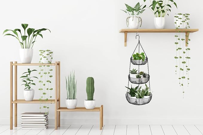 3-Tier Hanging Basket Fruit Organizer Kitchen Heavy Duty Wire Organizer - Image 5