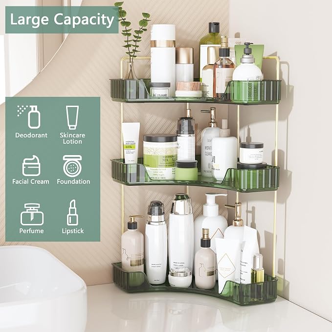 Webetop Corner Bathroom Counter Organizer, Bathroom Makeup Countertop Organizer - Image 3