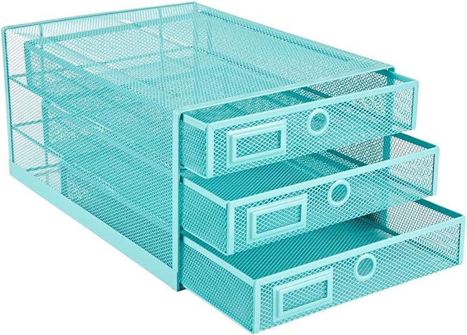 Annova Desk Organizer Wire Mesh 3 Tier Sliding Drawers Paper - Image 5