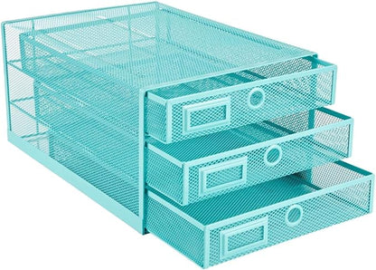 Annova Desk Organizer Wire Mesh 3 Tier Sliding Drawers Paper - Image 5