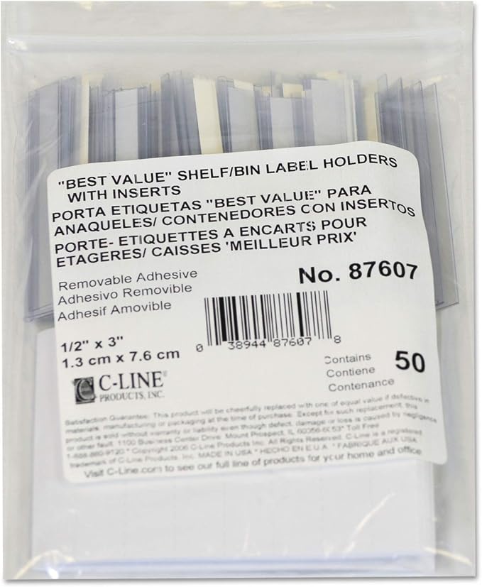 C-Line Self-Adhesive Label Holders, Top Load, 0.5 x 3 by C-Line
