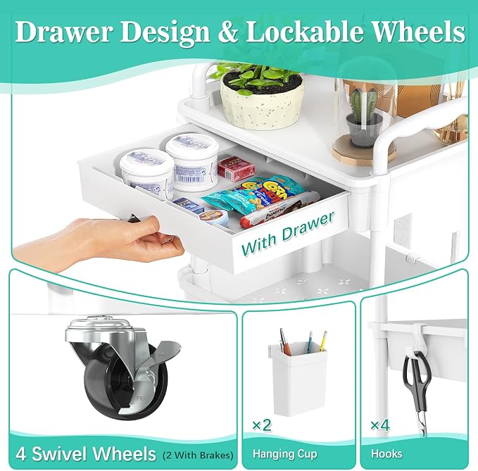 SUNALLY 3 Tier Rolling Cart - Image 3