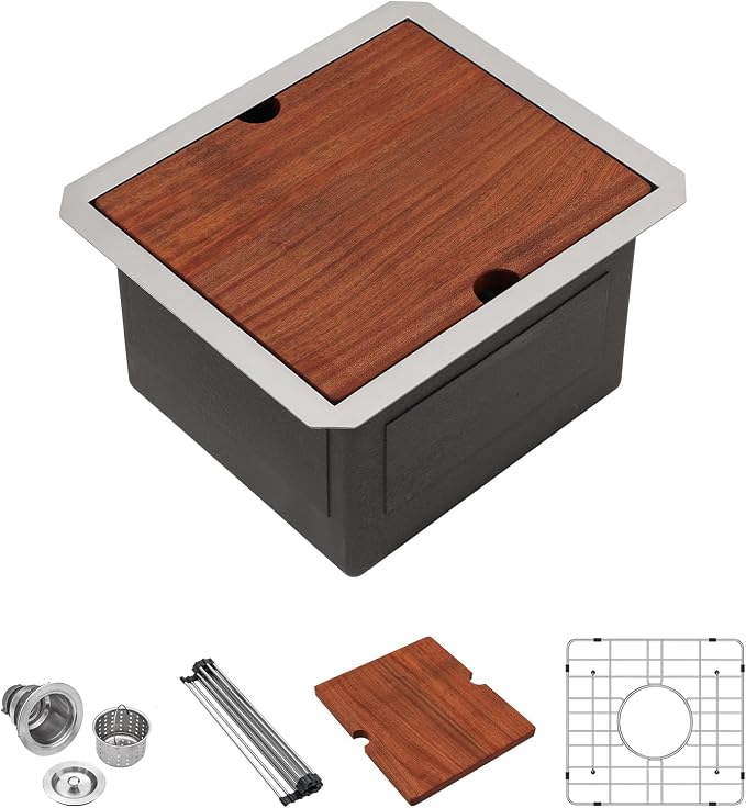 Lordear Undermount RV Kitchen Sink 13x15 Inch Bar Prep Sink 16 Gauge Stainless by LORDEAR