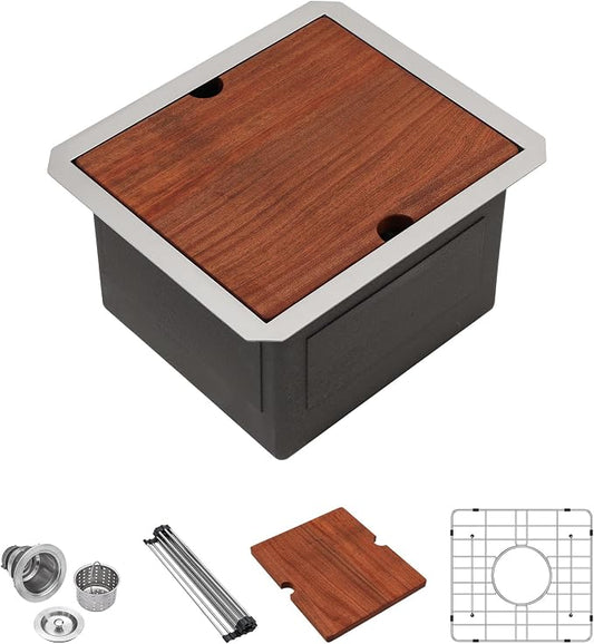 Lordear Undermount RV Kitchen Sink 13x15 Inch Bar Prep Sink 16 Gauge Stainless by LORDEAR