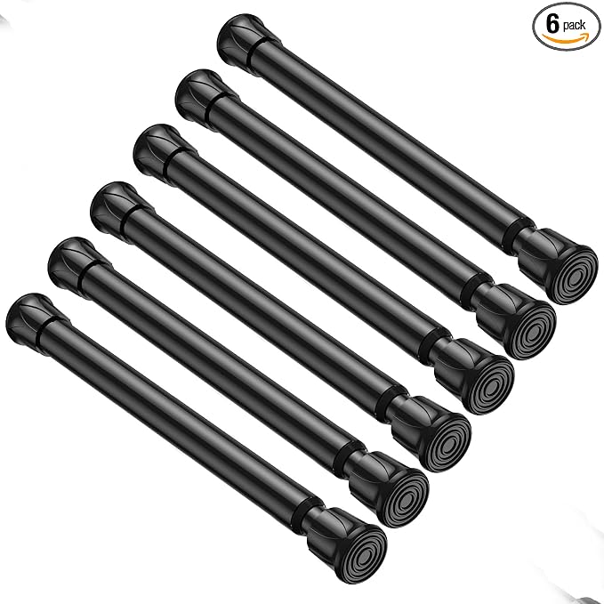 6 Pack Spring Tension Curtain Rod 8 to 12.5 Inch, DIY Mini Tension Rods No Drill by QINGYUN