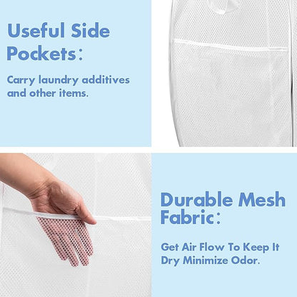 DUCOO Pop Up Laundry Hamper, 70L Collapsible Mesh Laundry Basket - Image 4