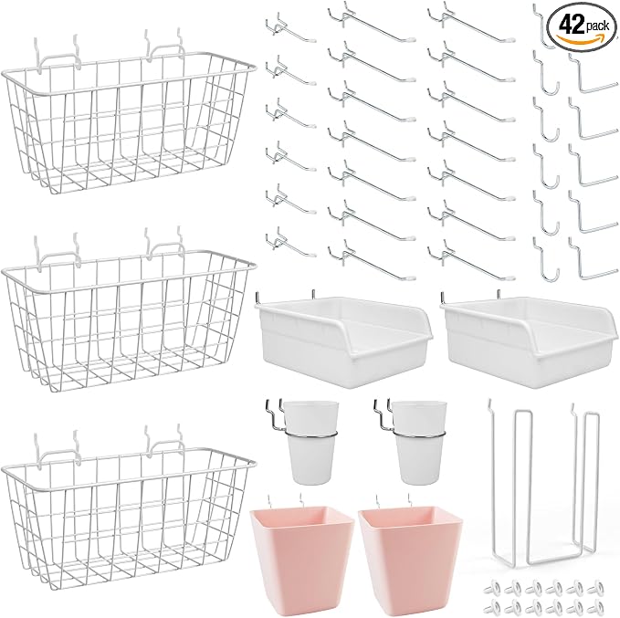 Pegboard Basket Organizers, Peg Board Large Baskets Hooks Bins Cups Tool by GCORE