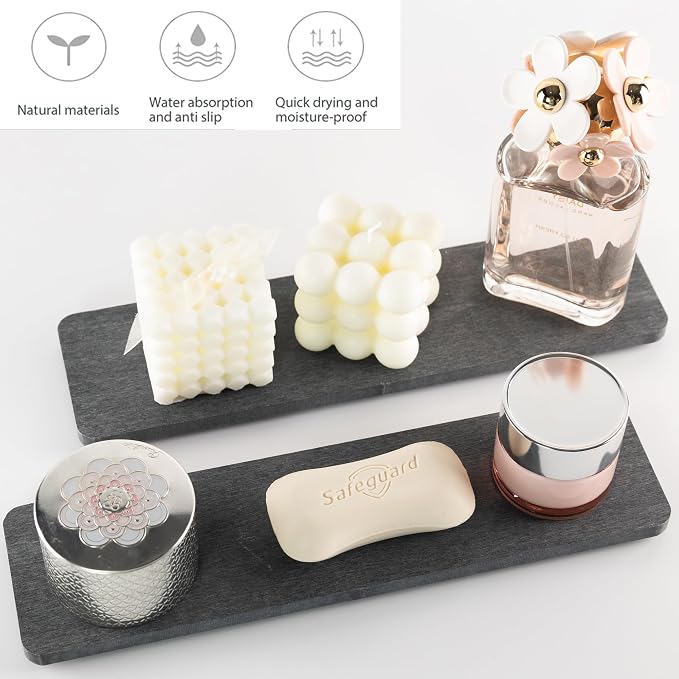 2 Pcs Water Absorbing Stone Trays, Kitchen/Bathroom Sink Soap Dish, Diatomite - Image 2