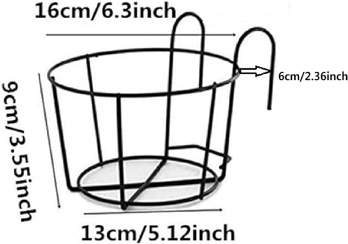 4 Pack Hanging Railing Planters Flower Pot Holders Plant Iron Racks Fence Metal - Image 2
