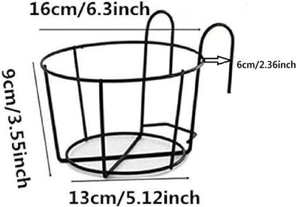 4 Pack Hanging Railing Planters Flower Pot Holders Plant Iron Racks Fence Metal - Image 2