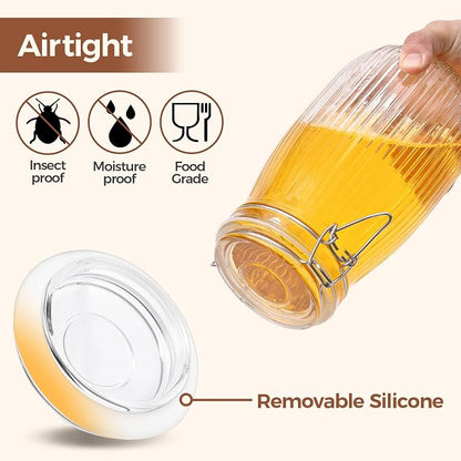 ComSaf Airtight Glass jar with lid 51oz Set of 3, Glass Storage Containers with - Image 3