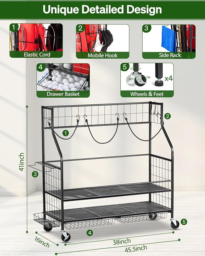 Golf Bag Storage Garage Organizer- Golf Bag Stand Fit - Image 3