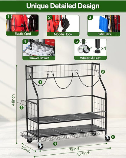 Golf Bag Storage Garage Organizer- Golf Bag Stand Fit - Image 3