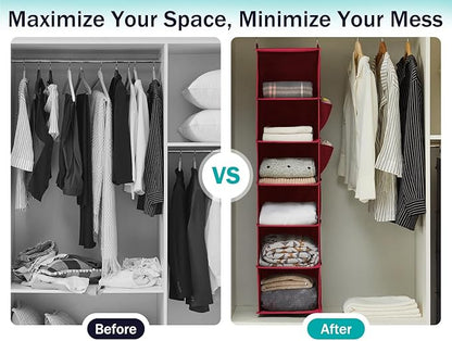 YOUDENOVA Hanging Closet Organizer and Storage, 6-Shelf Closet Hanging Storage - Image 6
