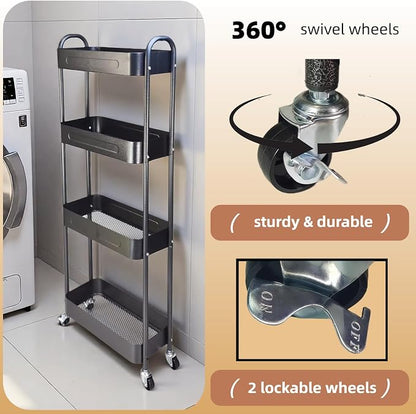 4 Tier Slim Storage Cart with Wheels - Image 4