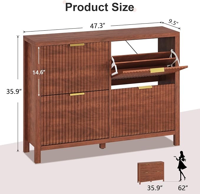 47" Fluted Shoe Cabinet Stoarge - Image 2
