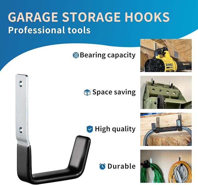Heavy Duty Steel Garage Hooks, Garage Storage Utility Hooks, Anti-Slip Hanger - Image 4