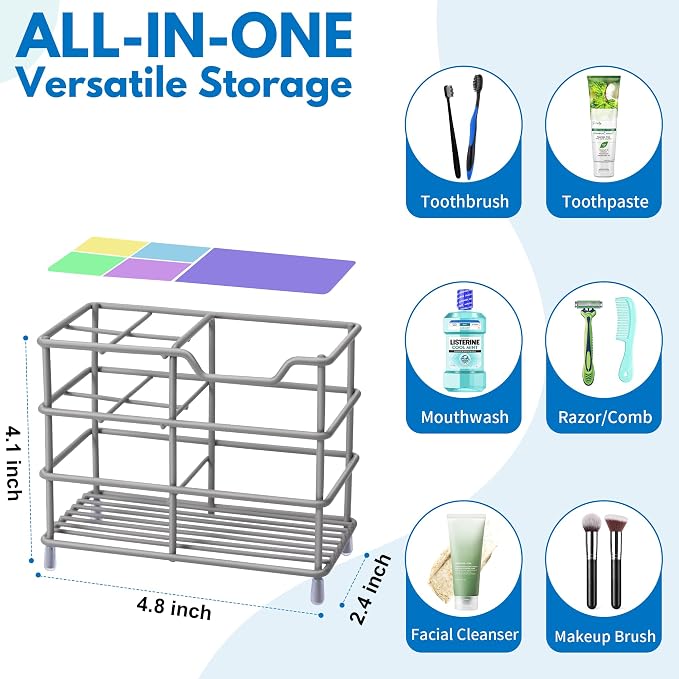 Urbanstrive 304 Stainless Steel Bathroom Toothbrush Holder Toothpaste Holder - Image 2