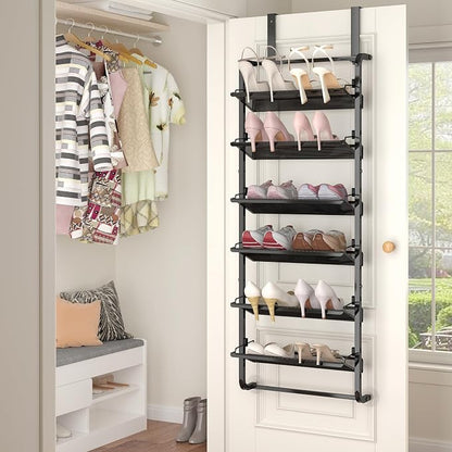 BUKFEN 6 Tier Adjustable Heavy Duty Metal Shoe Rack, Door Hanging and Wall - Image 2