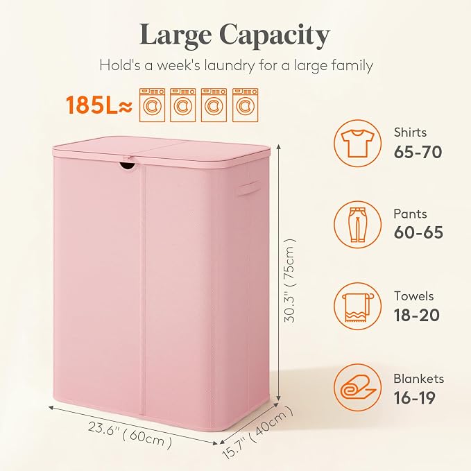 Lifewit 185L 3 Section Laundry Hamper - Image 2