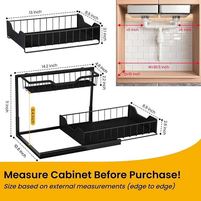 3 Pack, Under Sink Organizer 2-Tier - Image 2