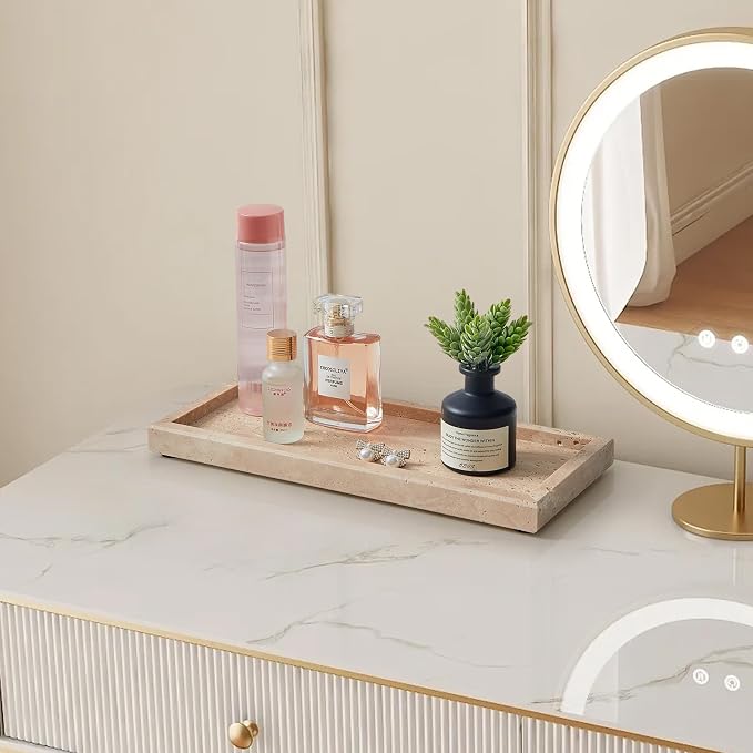 Natural Small Travertine Tray for Bathroom Vanity and Kitchen Sink, Stone - Image 7