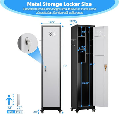 72''H Metal Broom Closet Storage Cabinet - Image 3