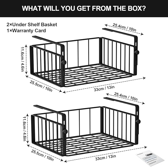 2Pack Under Shelf Basket Organizer, Adjustable Hanging Holder Storage - Image 6
