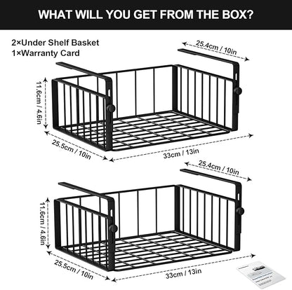 2Pack Under Shelf Basket Organizer, Adjustable Hanging Holder Storage - Image 6
