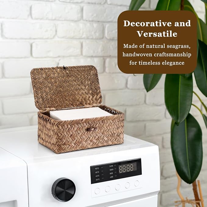 Dryer Sheet Holder, Woven Seagrass Dryer Sheets Storage Container - Image 3