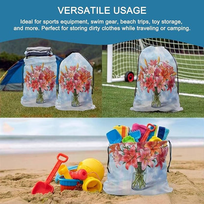 Floral XL Laundry Bag Lilies Flower in Bottle Spring Summer Machine Washable - Image 8