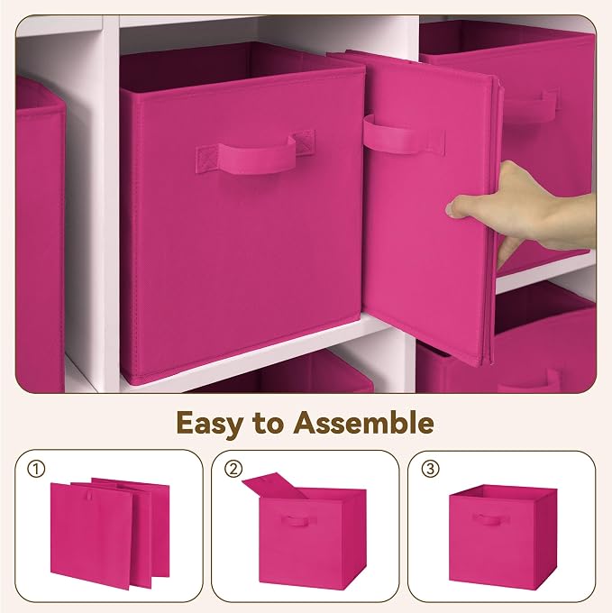 GRANNY SAYS 11 Inch Cube Storage Bin, Cube Organizer Bins, Rose Red, Sturdy - Image 4