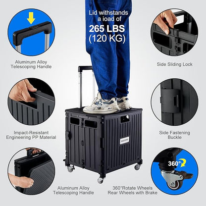 MACOPRO Folding Utility Cart Portable Rolling Crate Handcart Shopping Trolley - Image 3