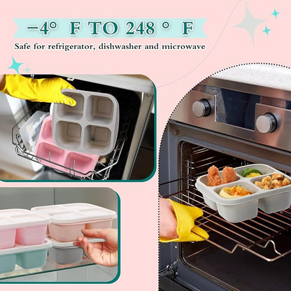 Honeydak 10 Pack Snack Container 4 Compartment Reusable Bento Snack Boxes - Image 6