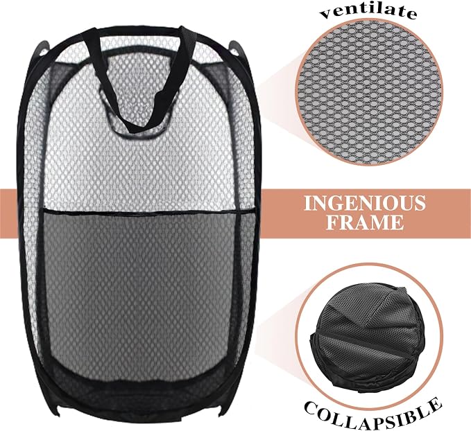 Collapsible Pop Up Laundry Hamper, Extra Large Mesh Foldable Laundry Basket - Image 4