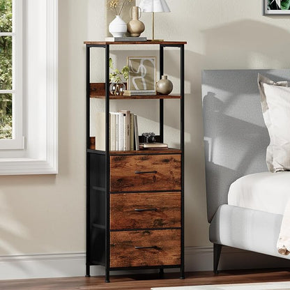 Somdot 3 Tier Bookshelf with Drawer, Tall Bookcase with Shelves, Bookshelf - Image 6