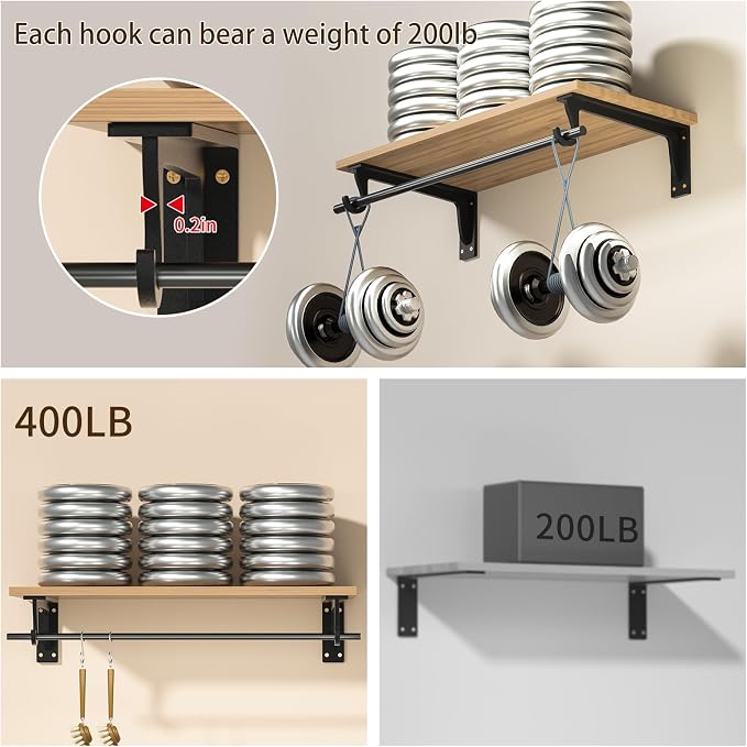 Heavy Duty Closet Rod Support Bracket 400lbs 12x5.6in | Sturdiness Wall Mounted - Image 4