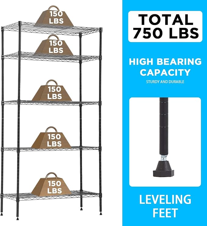 30" L×14" W×60" H Wire Shelving Unit Metal Shelf - Image 6
