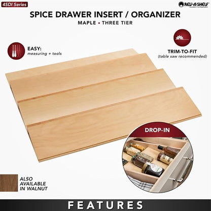 Rev-A-Shelf 22" 3 Tiered Seasoning Organizer, Trim-to-Custom-Fit Wooden Kitchen - Image 5